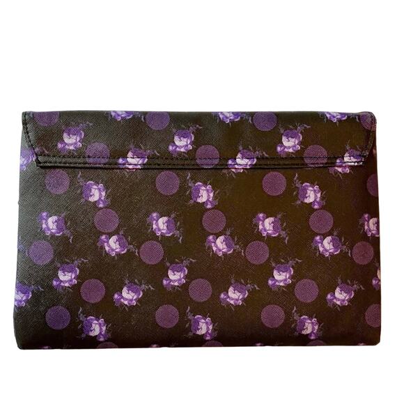 ASOS purple polka dot/floral envelope clutch purse retro style - Picture 2 of 9